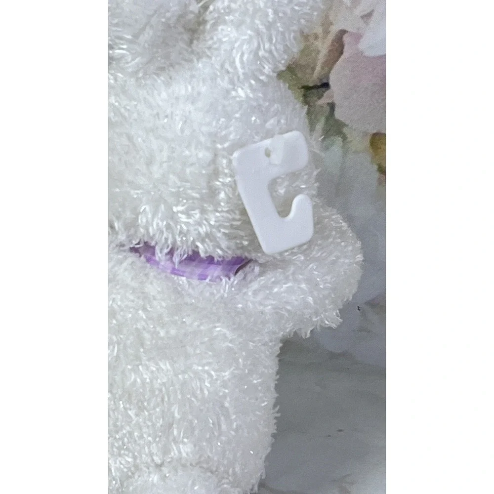 Walmart White Rabbit Plush Stuffed Animal Toy Purple Ribbon Sitting